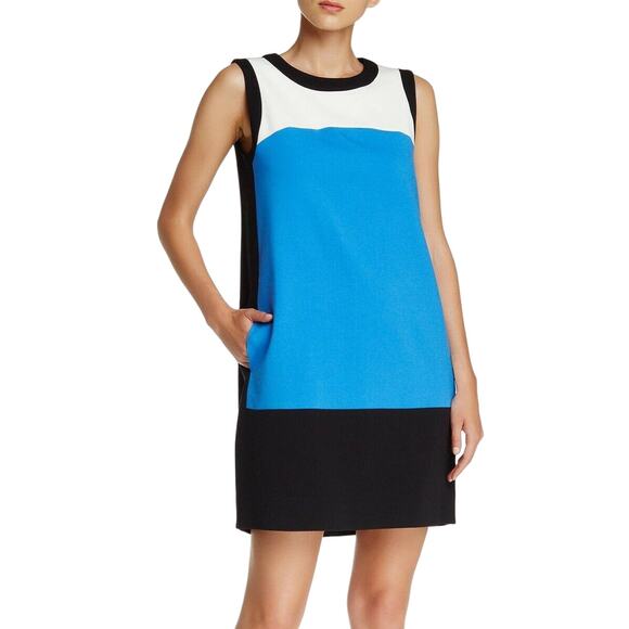 KATE SPADE Maysie Color-block Shift Dress MOD Blue Black Size 4 - Picture 1 of 11